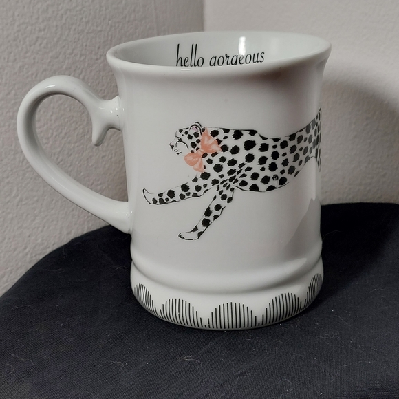 Hello Gorgeous Coffee Mug Cheetah Black & White with Pink Bow - Picture 12 of 12